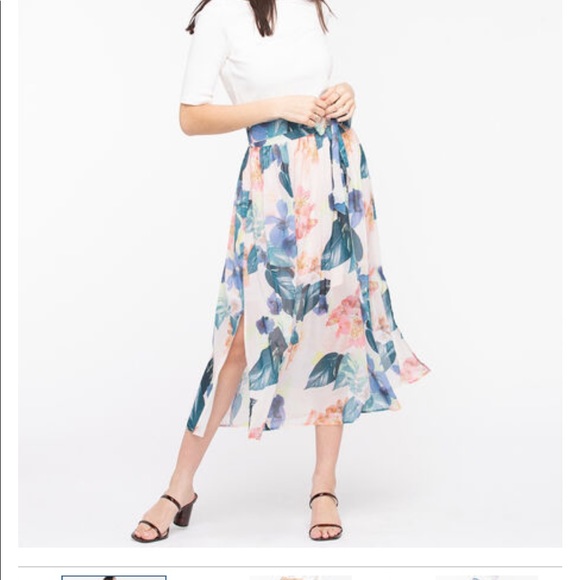 New Gathered Tie Waist MIDI Skirt - Picture 1 of 3